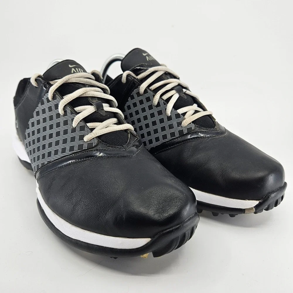 Men's Nike Air Embellish Golf Shoes‎ Black Leather Spiked Performance Athletic